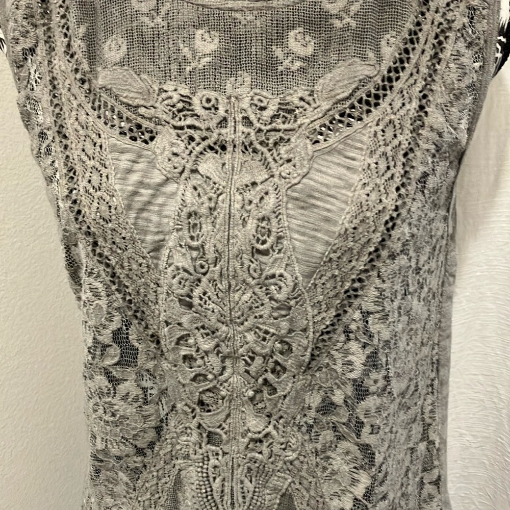 Free People Gray Asymmetrical Embellished Tank Top - Picture 3 of 8
